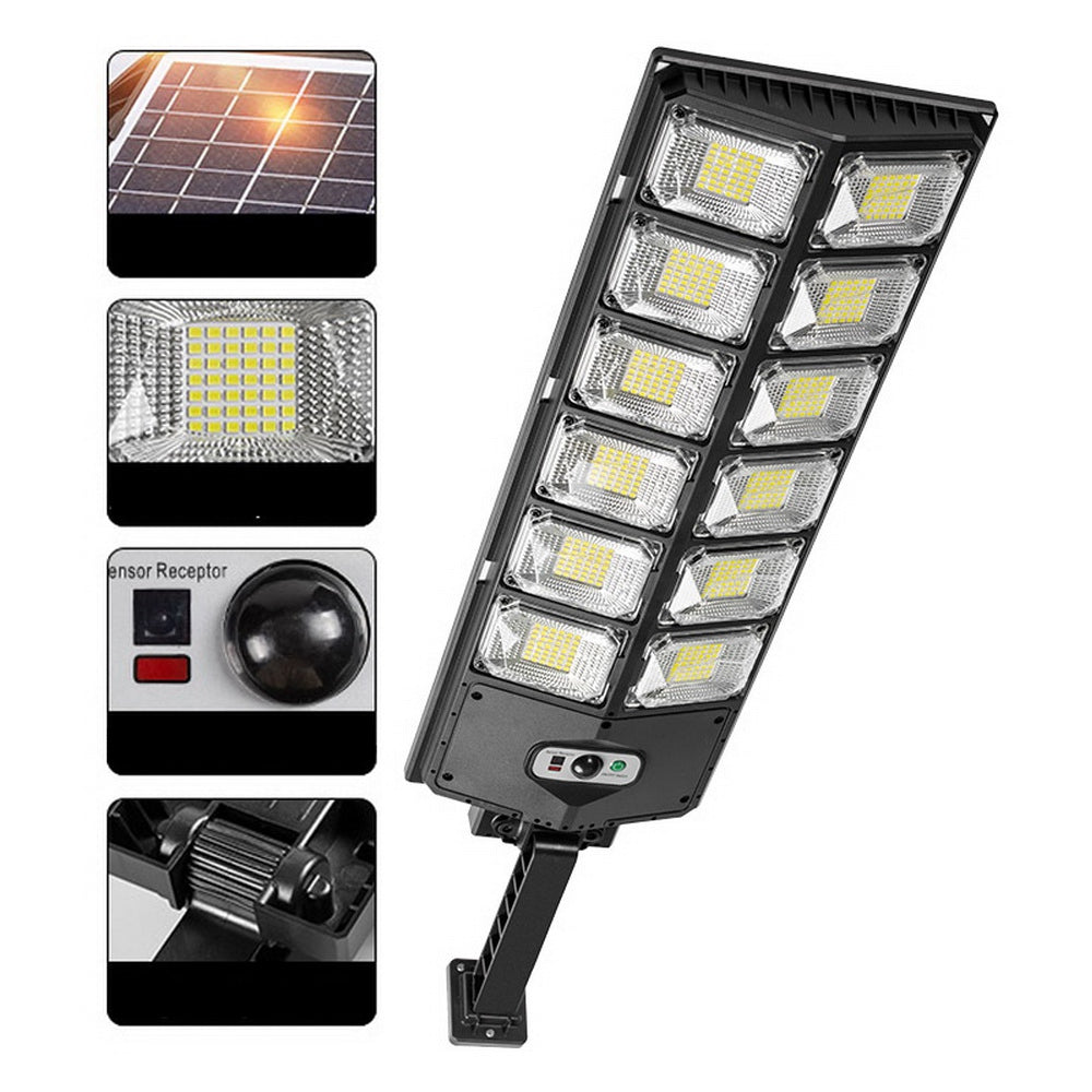 W789B-6 LED Solar Motion Sensor Lights Outdoor Street Lights with Multi-Angle Adjustable / 3 Lighting Modes IP65 Waterproof Security Flood Light for Front Door Yard Garage