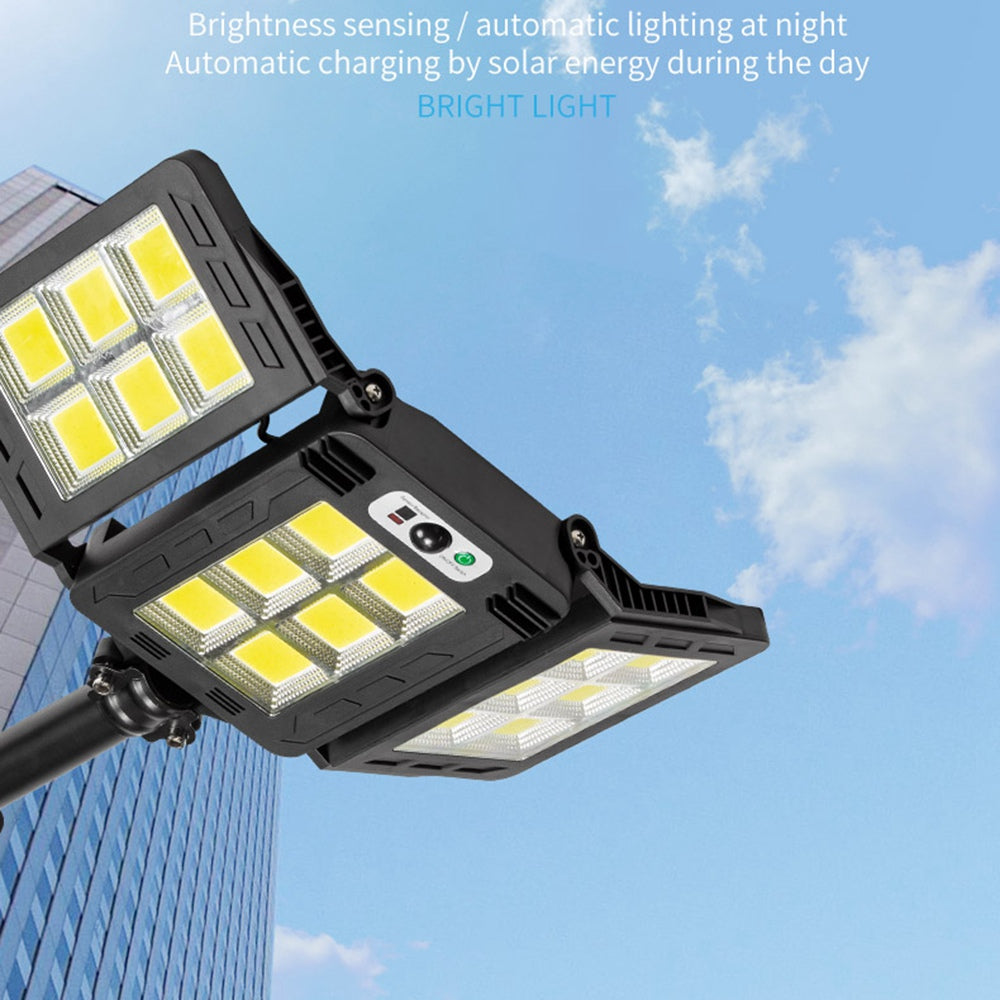 W785-6 High-power Solar Lights Outdoor COB Solar Motion Sensor Lights with 3 Heads / 3 Lighting Modes Life Waterproof Security Flood Light for Front Door Yard Garage