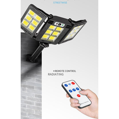 W785-6 High-power Solar Lights Outdoor COB Solar Motion Sensor Lights with 3 Heads / 3 Lighting Modes Life Waterproof Security Flood Light for Front Door Yard Garage