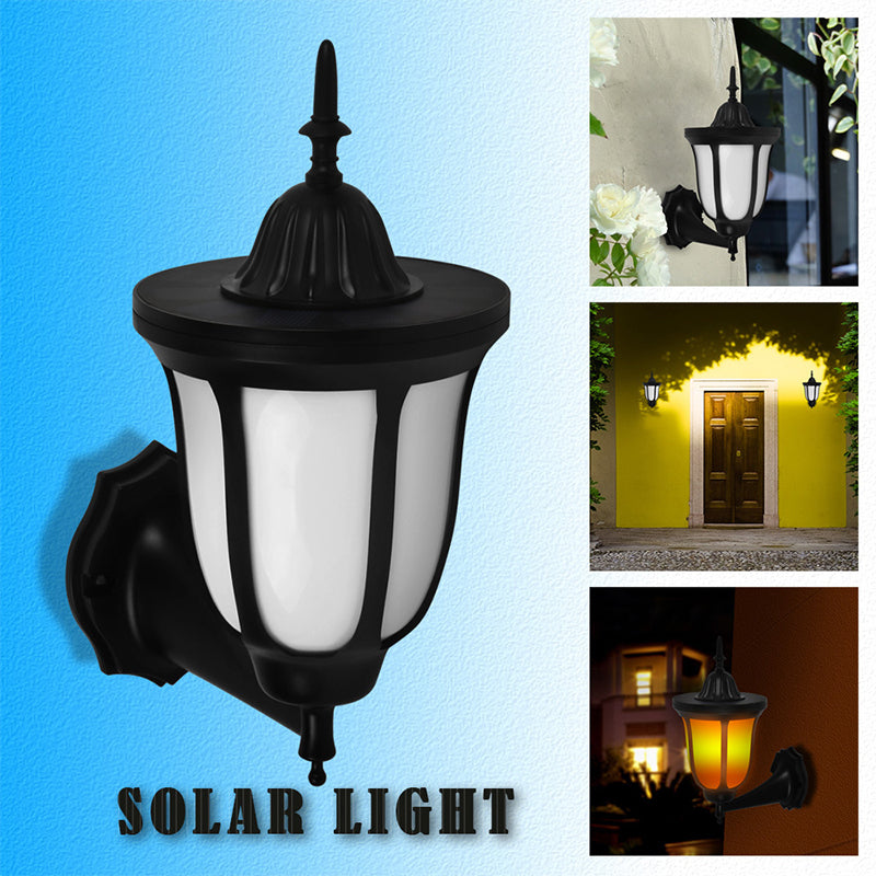 96-LED Outdoor Wall Lamp Solar Simulation Flame Light Waterproof Garden Yard Balcony Decorative Light
