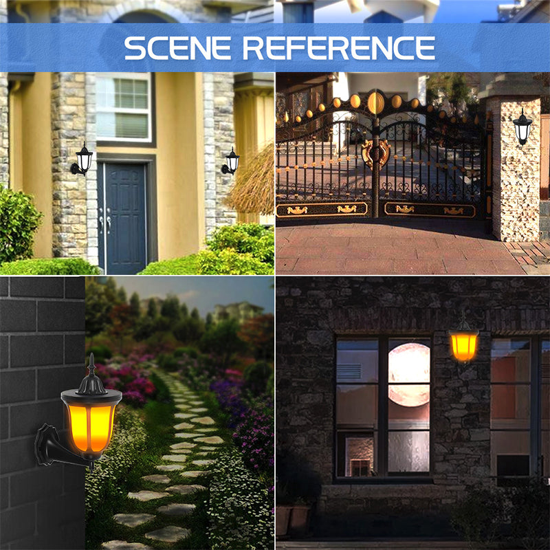 96-LED Outdoor Wall Lamp Solar Simulation Flame Light Waterproof Garden Yard Balcony Decorative Light