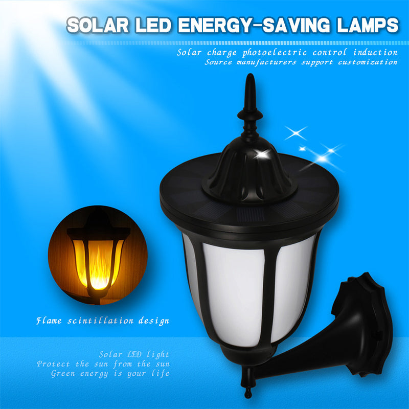 96-LED Outdoor Wall Lamp Solar Simulation Flame Light Waterproof Garden Yard Balcony Decorative Light