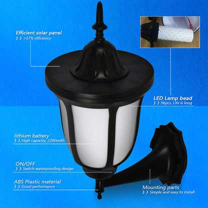 96-LED Outdoor Wall Lamp Solar Simulation Flame Light Waterproof Garden Yard Balcony Decorative Light