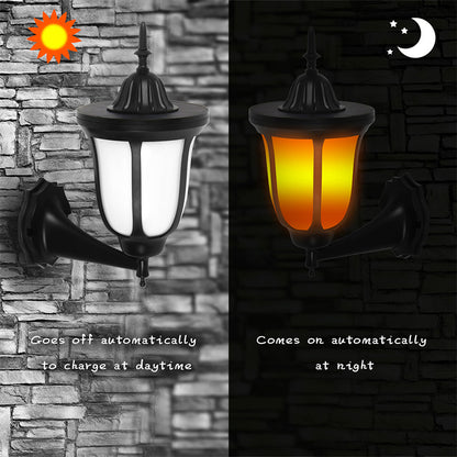 96-LED Outdoor Wall Lamp Solar Simulation Flame Light Waterproof Garden Yard Balcony Decorative Light