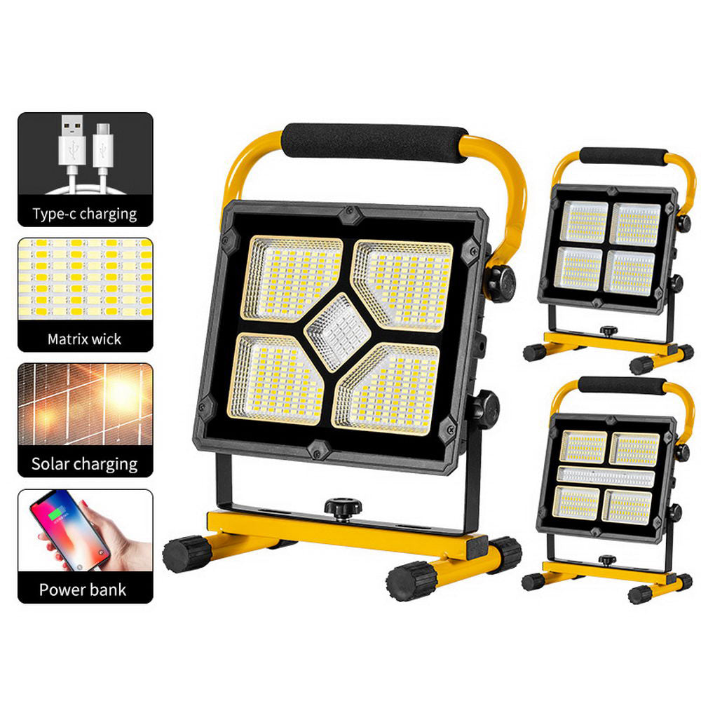 W877-2 Multifunctional 3600mAh Solar LED Light High Power Solar Light Power Bank Portable Searchlight Waterproof Emergency Light Support 360-Degree Rotating 180-Degree Adjustable