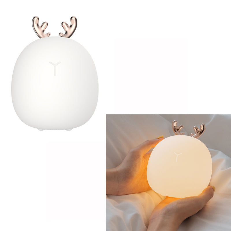 Antlers Rabbit Ears Decor Cute Rechargeable Soft Night Light Sleeping Lamp