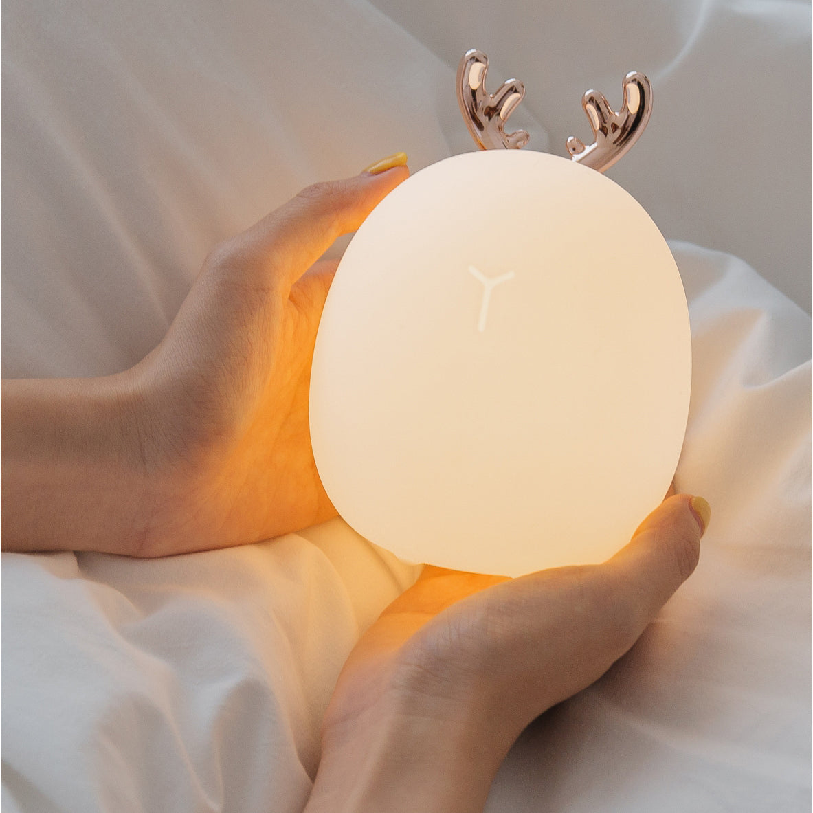 Antlers Rabbit Ears Decor Cute Rechargeable Soft Night Light Sleeping Lamp