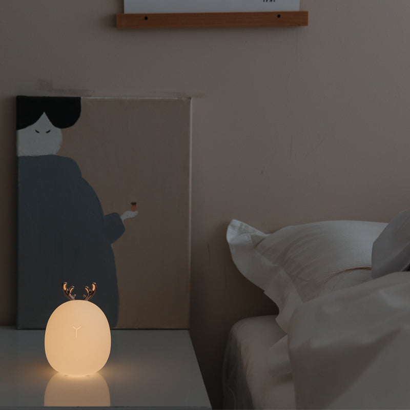 Antlers Rabbit Ears Decor Cute Rechargeable Soft Night Light Sleeping Lamp