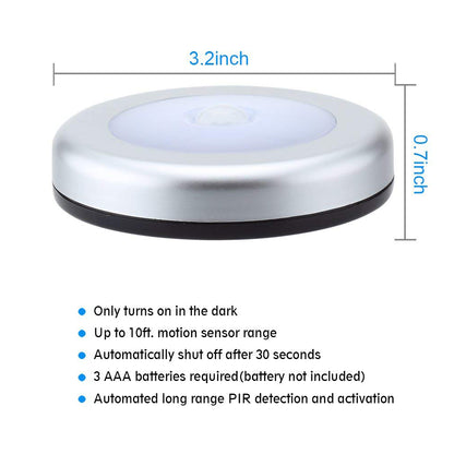1Pc 6 LED Round Cabinet Light for Kitchen Bedroom Cupboard Wireless Magnetic Corridor PIR Motion Sensor Stair Night Lamp