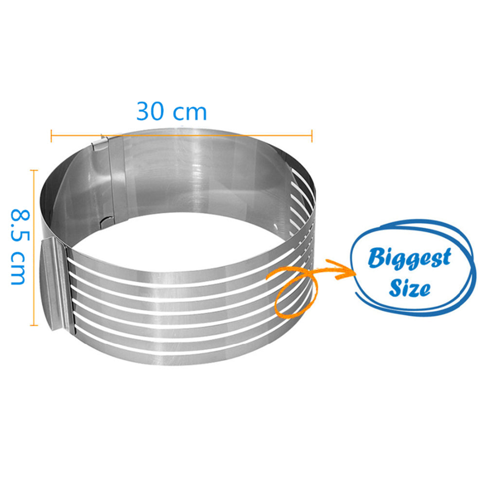 Mousse Mould Ring Bakeware Tool Large 9.5 to 12 Inch Adjustable Round Stainless Steel Cake Bakery Ring (BPA-free, No FDA Certificate)