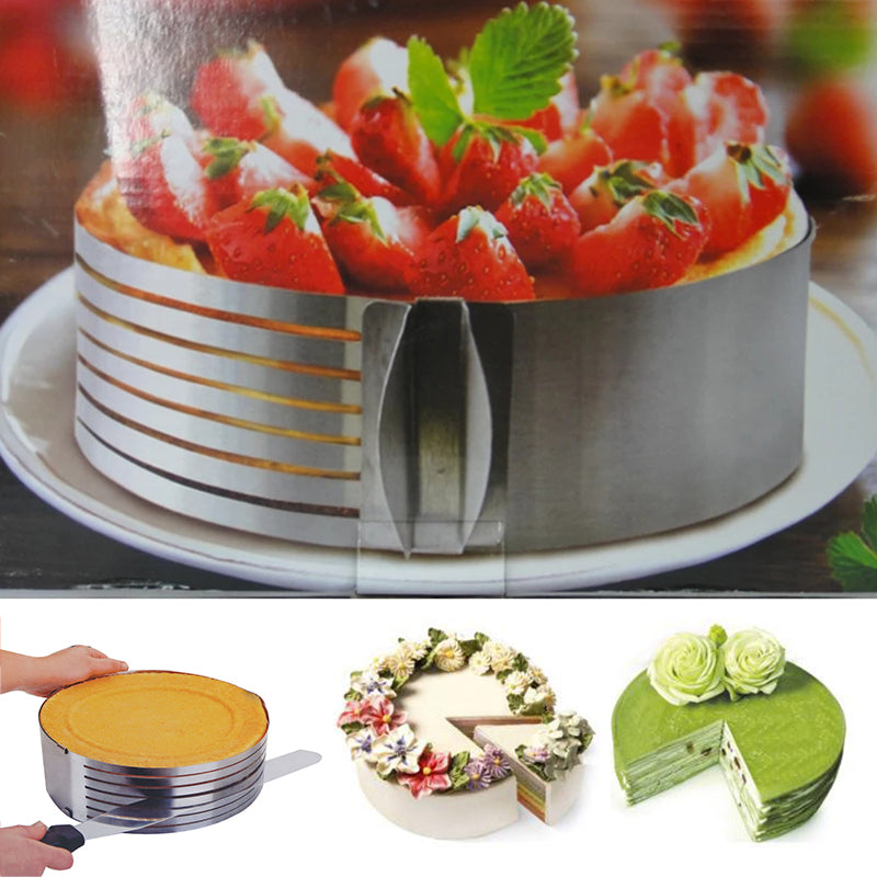 Cake Ring 6 to 8 Inch Adjustable Round Stainless Steel Mousse Mould Ring Bakeware Tool (BPA-free, No FDA Certificate)