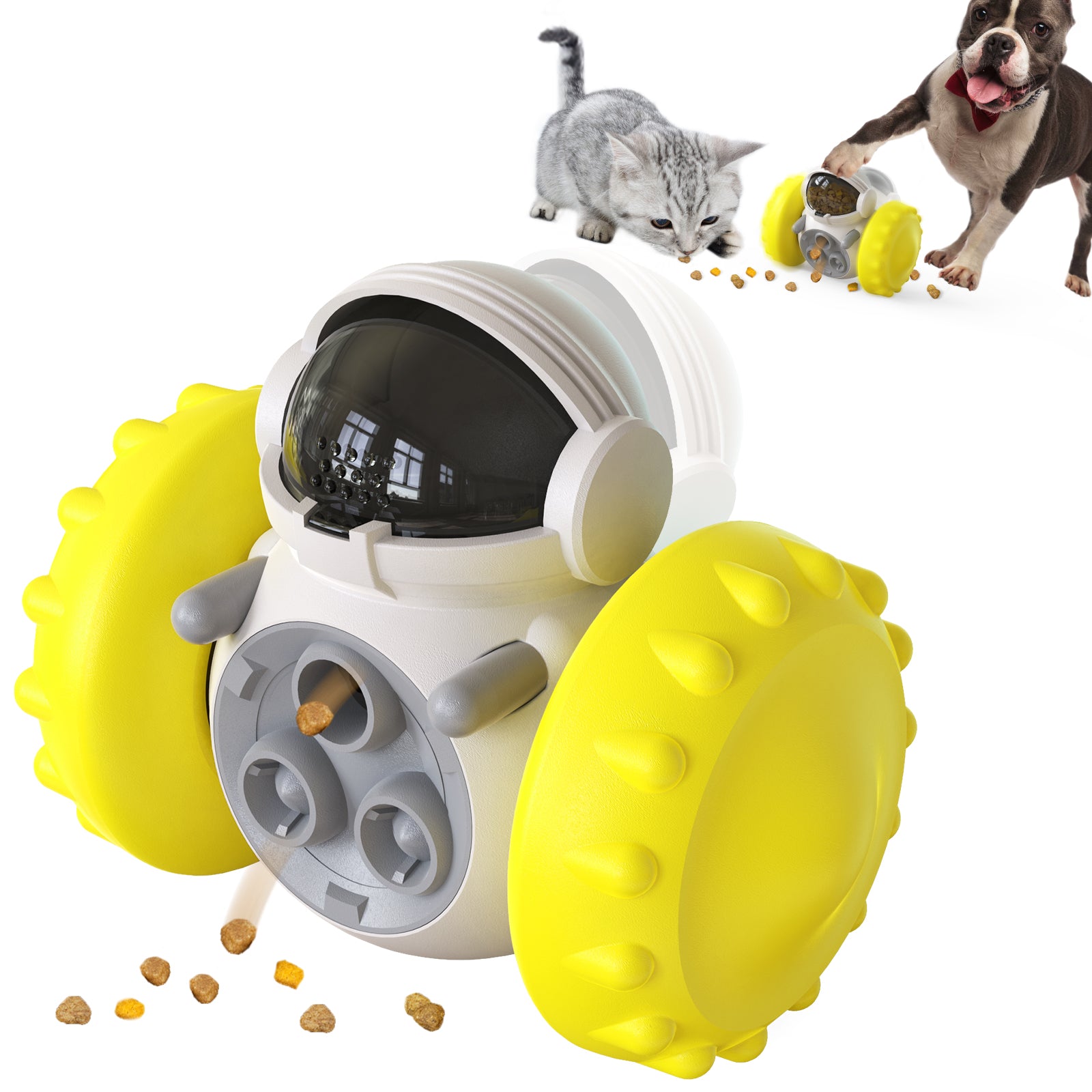 LSC-01 Food Dispensing Cat Chew Toy Interactive Tumbler Dogs Moving Toys Funny Exercise Kitten Teaser Toys for Indoor Pets (with FDA, BPA-Free)