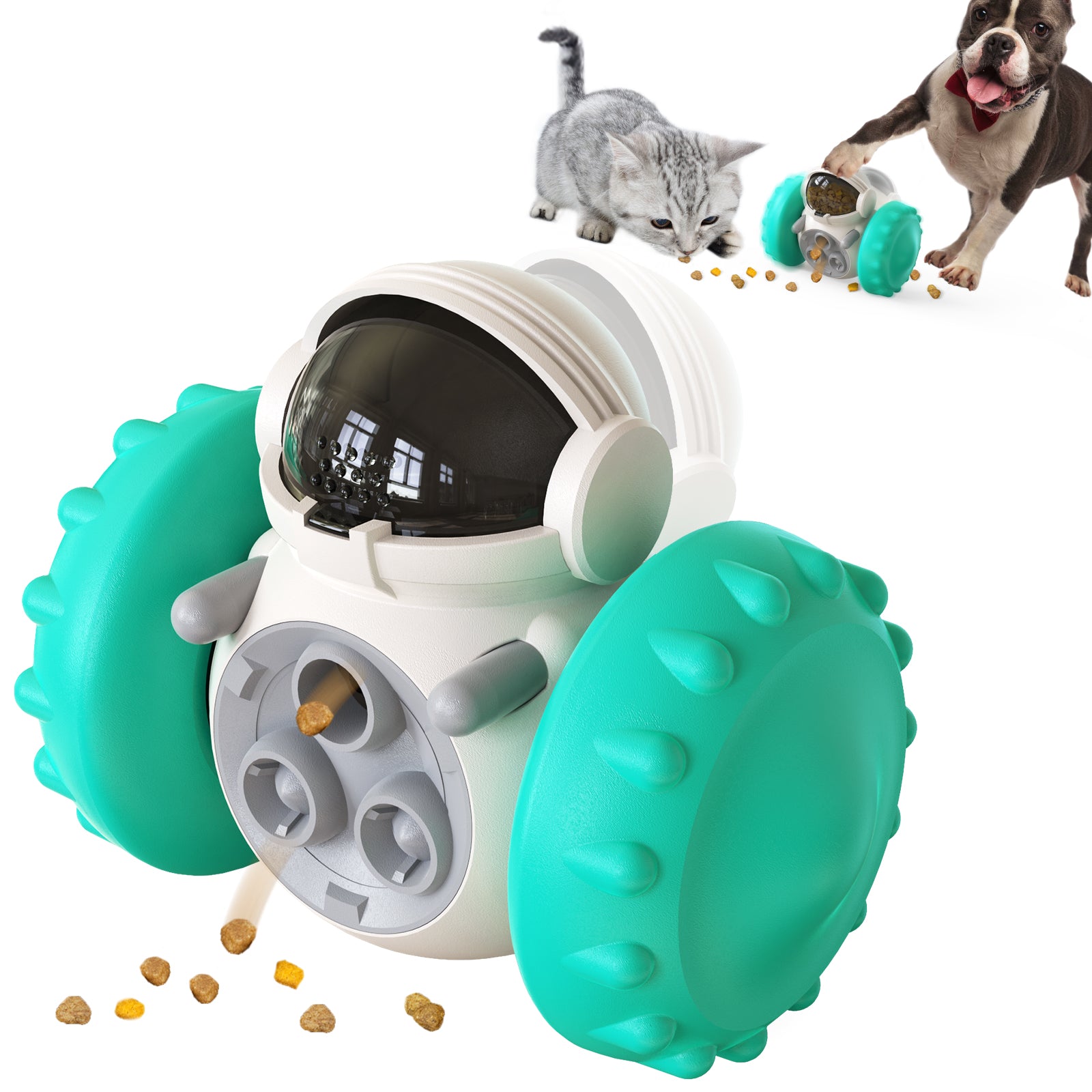 LSC-01 Food Dispensing Cat Chew Toy Interactive Tumbler Dogs Moving Toys Funny Exercise Kitten Teaser Toys for Indoor Pets (with FDA, BPA-Free)