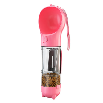 Portable Dog Water Bottle Pet Puppy Doggie Food Storage Box (BPA-Free, FDA Certified), with 300ML Water Bottle+Poop Bag Dispenser+Food Storage Box 