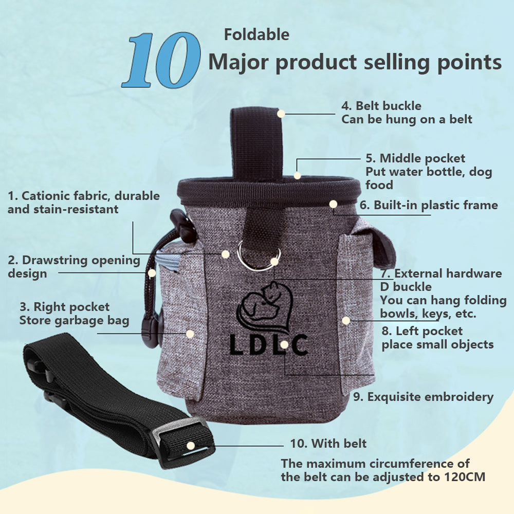 LDLC QS-001 Pet Training Bag Outdoor Multifunctional Dog Snack Bag Dog Treat Pouch Training Supplies