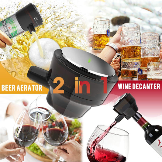 2 in 1 Multi-function Ultrasonic Beer Foam Maker Creative Cream Bubble Foamer Portable Wine Decanter