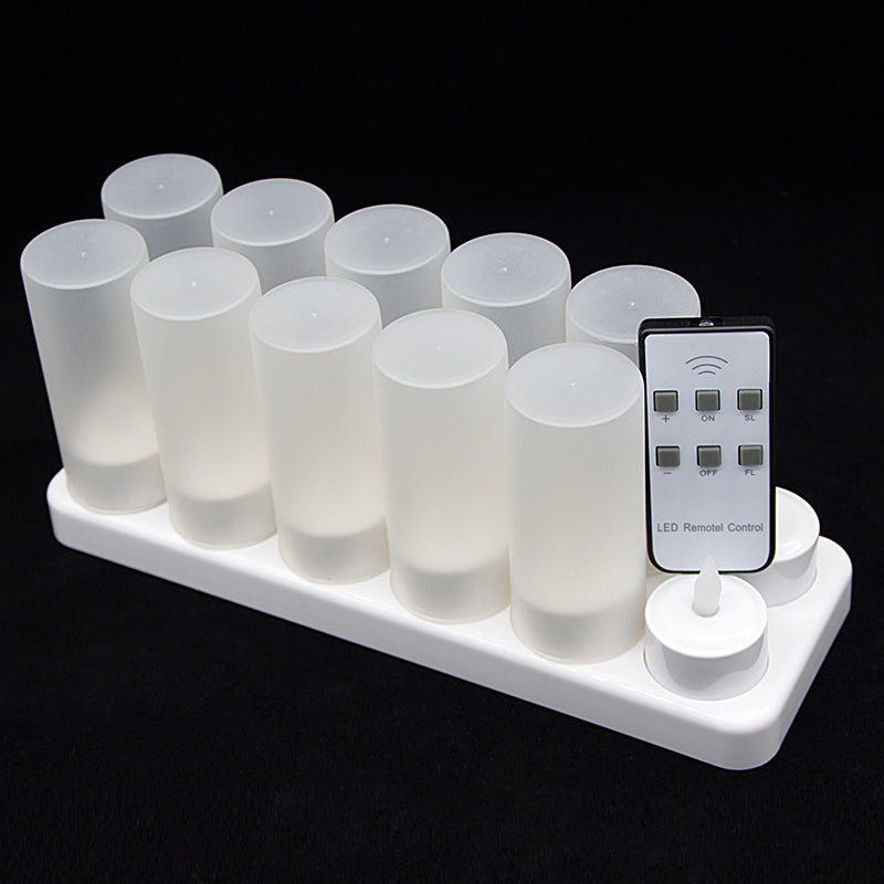 12PCS/Pack Rechargeable Flameless Candles Realistic LED Flames Light with Remote Control