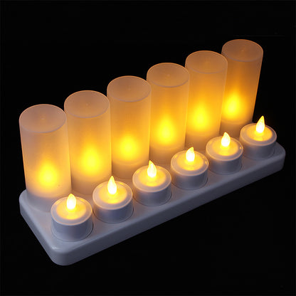 12PCS/Pack Rechargeable Flameless Candles Realistic LED Flames Light with Remote Control