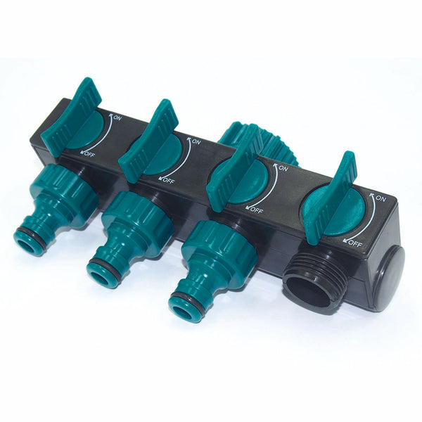 4 Way Hose Splitter 1-In-4-Out Hose Faucet Manifold Garden Hose Adapter Connector