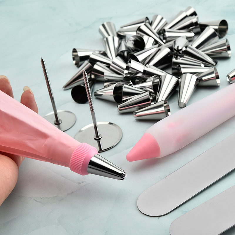 TB004 73Pcs/Set Kitchen Baking Cake Turntable Icing Tips Frosting Tool Dessert Cake Decorating Tools Kit (BPA Free, no FDA Certificate)