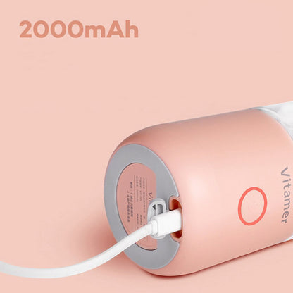 VITAMER 350ml Portable Electric Fruit Juicer USB Rechargeable Smoothie Blender Machine Kitchen Fruit Mixer Cup Juicing Cup