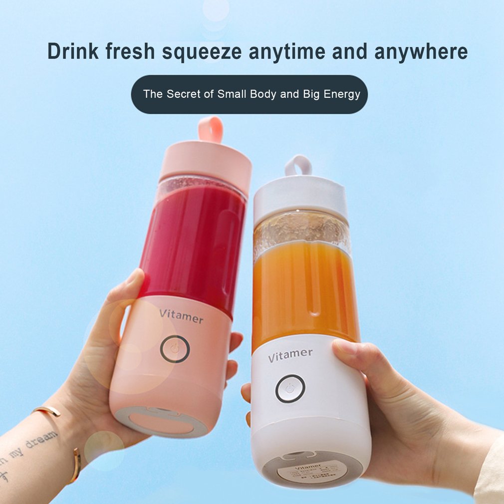 VITAMER 350ml Portable Electric Fruit Juicer USB Rechargeable Smoothie Blender Machine Kitchen Fruit Mixer Cup Juicing Cup