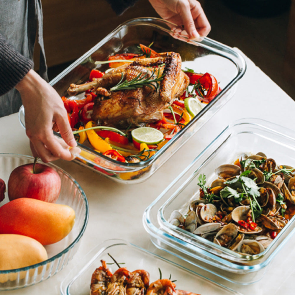 3.5L Oven Glass Pan Clear Glass Baking Dish Cooking Casserole Dish Rectangular Baking Pan Glass Bakeware (BPA-free, No FDA Certificate)