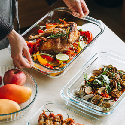 3.5L Oven Glass Pan Clear Glass Baking Dish Cooking Casserole Dish Rectangular Baking Pan Glass Bakeware (BPA-free, No FDA Certificate)