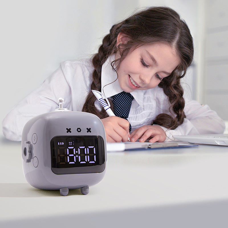 Alarm Clock Study Timer Digital Cute Kid's Bedside Clock Countdown Function Voice Controlled Wake Up Children's Sleep Trainer Snooze Time Setting Tool for Boys and Girls