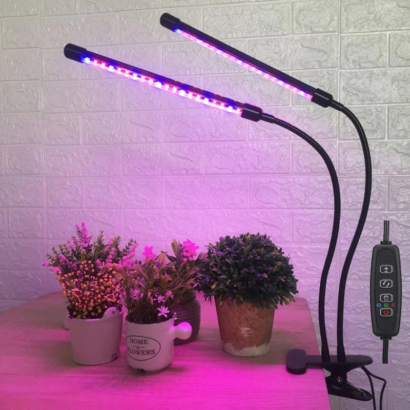 Dual Head Adjustable 20W LED Plant Light Clip-on DC5V USB Nursery Flower Indoor Planting Box Plant Growth Light