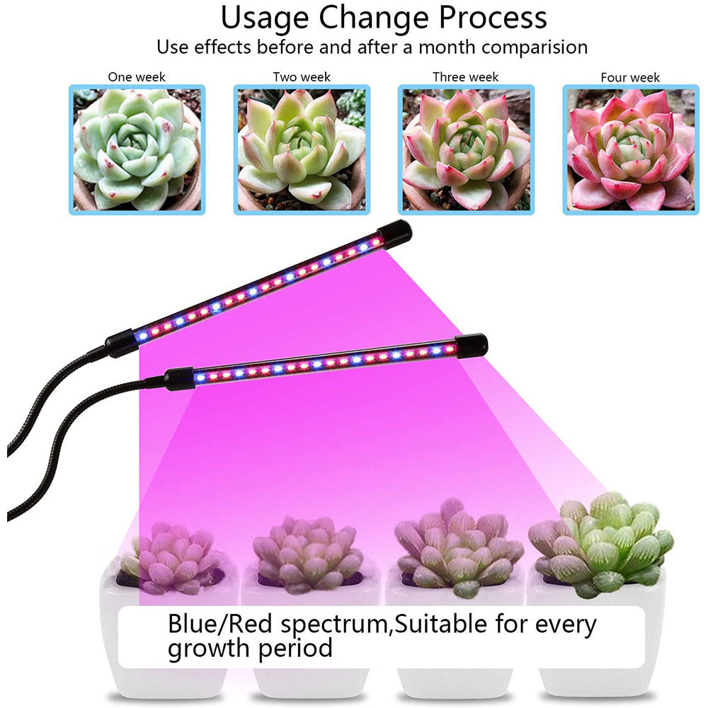 Dual Head Adjustable 20W LED Plant Light Clip-on DC5V USB Nursery Flower Indoor Planting Box Plant Growth Light