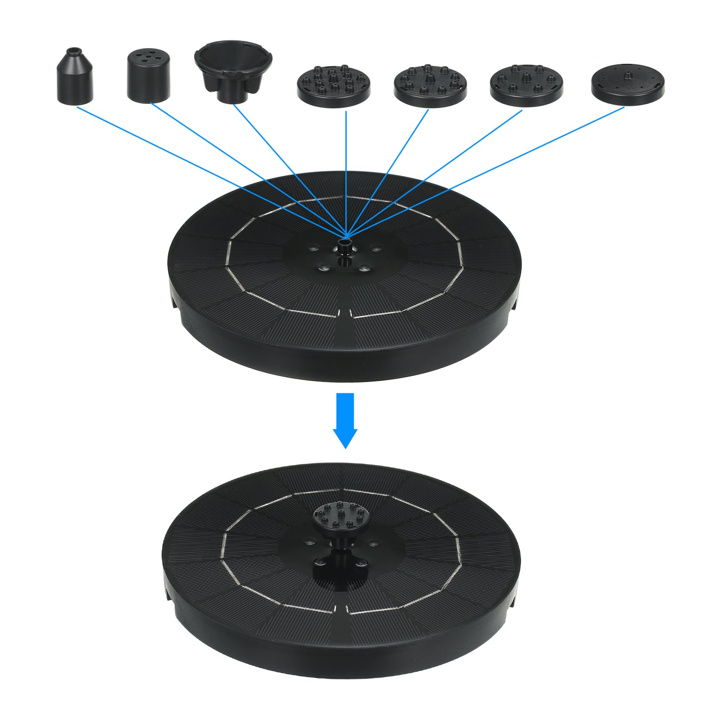 3.8W 19cm Colorful LED Breathing Light Water Floating Solar Fountain Pump Bird Bath Yard Garden Decoration
