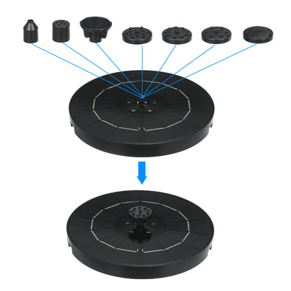 3.8W 19cm Colorful LED Breathing Light Water Floating Solar Fountain Pump Bird Bath Yard Garden Decoration