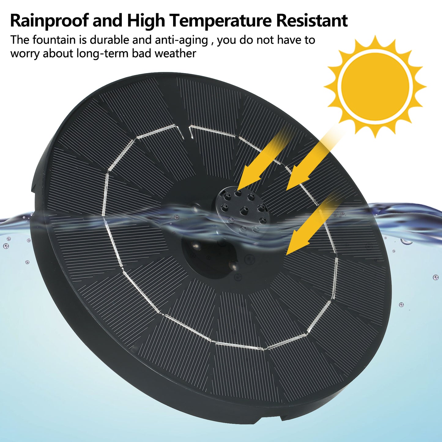 3.8W 19cm Colorful LED Breathing Light Water Floating Solar Fountain Pump Bird Bath Yard Garden Decoration
