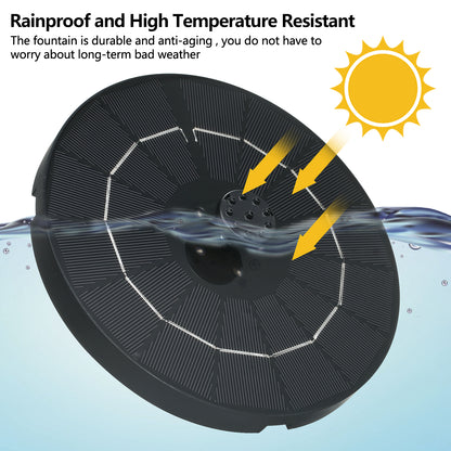3.8W 19cm Colorful LED Breathing Light Water Floating Solar Fountain Pump Bird Bath Yard Garden Decoration