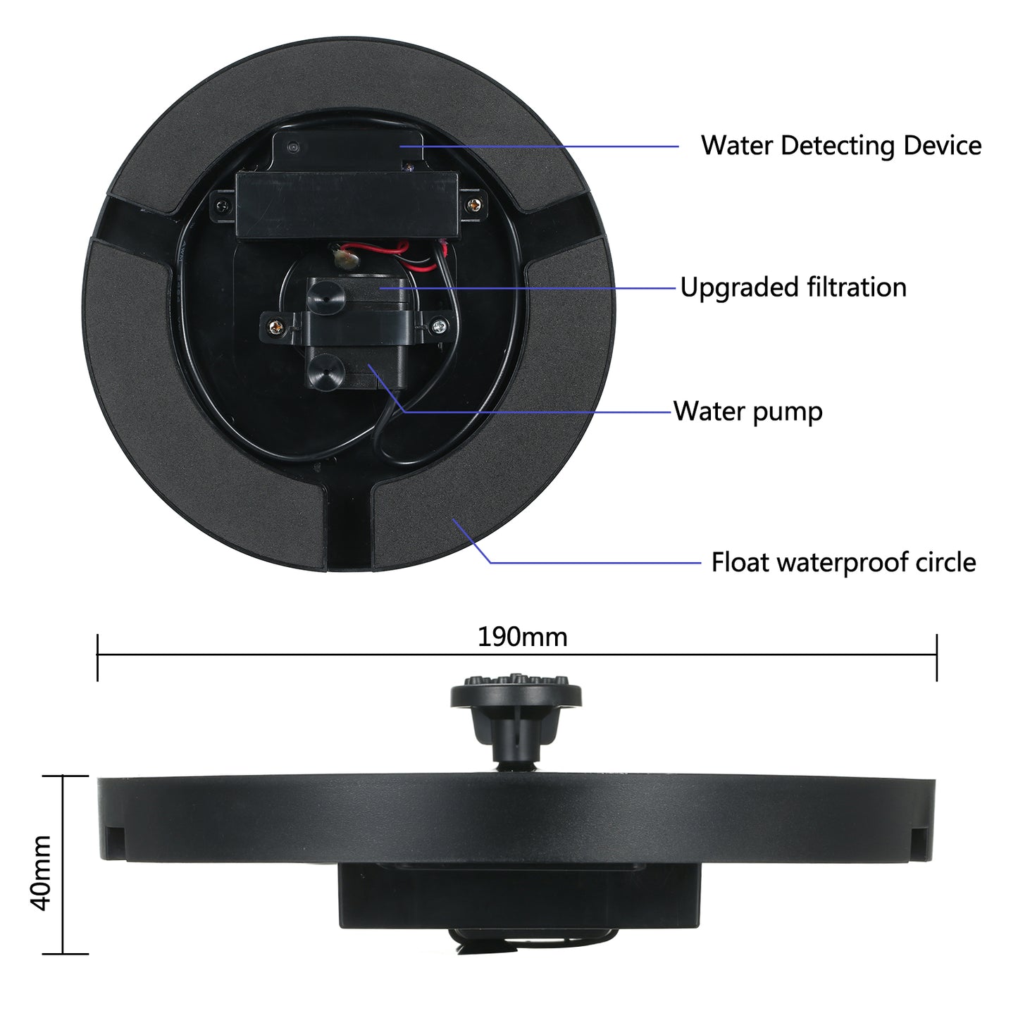 3.8W 19cm Colorful LED Breathing Light Water Floating Solar Fountain Pump Bird Bath Yard Garden Decoration