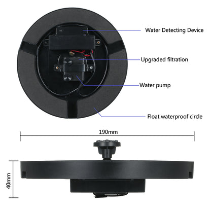 3.8W 19cm Colorful LED Breathing Light Water Floating Solar Fountain Pump Bird Bath Yard Garden Decoration