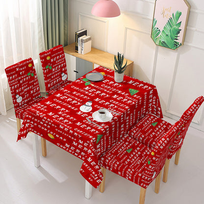 140x180cm Christmas Decorative Rectangular Dining Table Cover Tablecloth with 4 Chair Covers