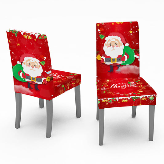 140x210cm Christmas Pattern Tablecloth Dining Table Cover with 4 Chair Covers Festival Kitchen Decoration
