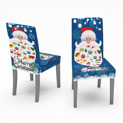 140x210cm Christmas Pattern Tablecloth Dining Table Cover with 4 Chair Covers Festival Kitchen Decoration