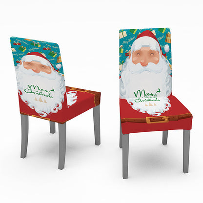 140x210cm Christmas Pattern Tablecloth Dining Table Cover with 4 Chair Covers Festival Kitchen Decoration