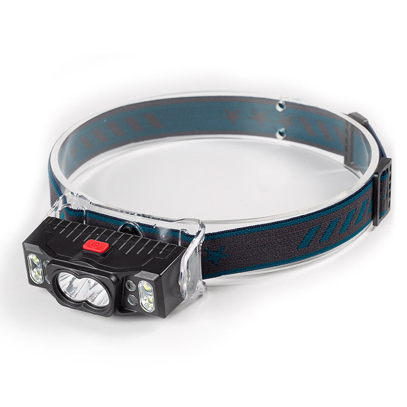 W660-2 Outdoor Multi-function Hand Induction T6 LED Headlight Rechargeable Dual Head Lamp Flashlight