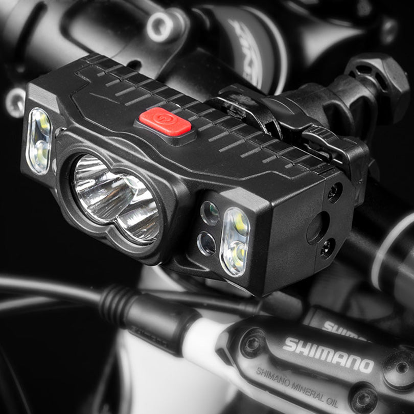 W660-2 Outdoor Multi-function Hand Induction T6 LED Headlight Rechargeable Dual Head Lamp Flashlight