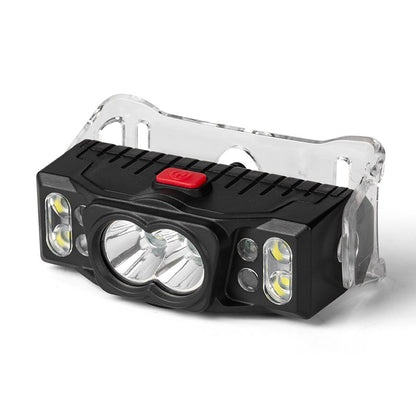 W660-2 Outdoor Multi-function Hand Induction T6 LED Headlight Rechargeable Dual Head Lamp Flashlight