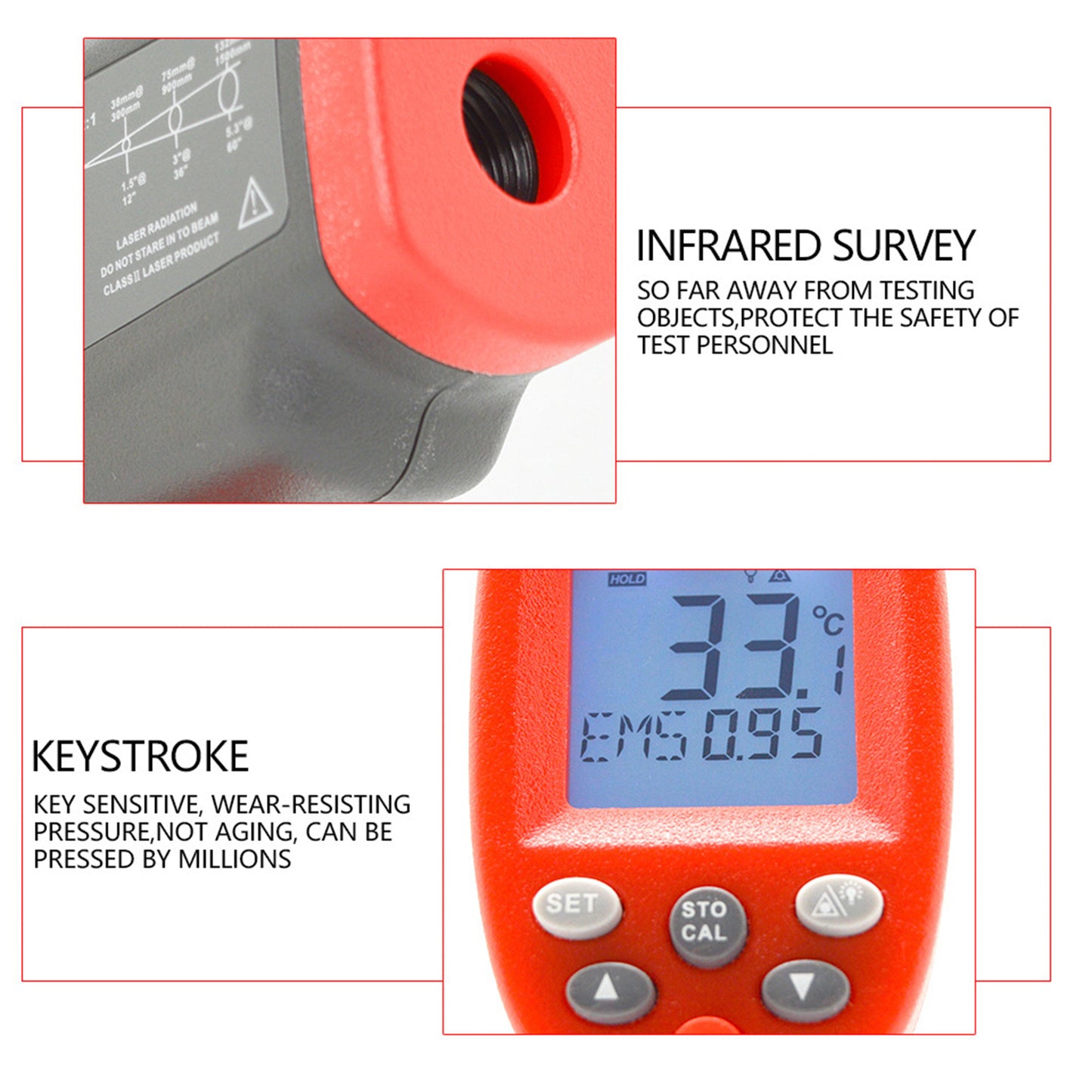 WT700 Handheld Infrared Thermometer Non-Contact Industrial Temp Meter Digital Laser IR Temperature Tester with LCD Display