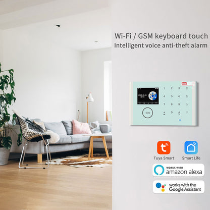 CS118 WiFi GSM Home Anti-theft Intruder Smart Alarm System 1 Door Magnetic Sensor 2 Remote Controls Touch Screen Host Tuya APP Voice Control Security System