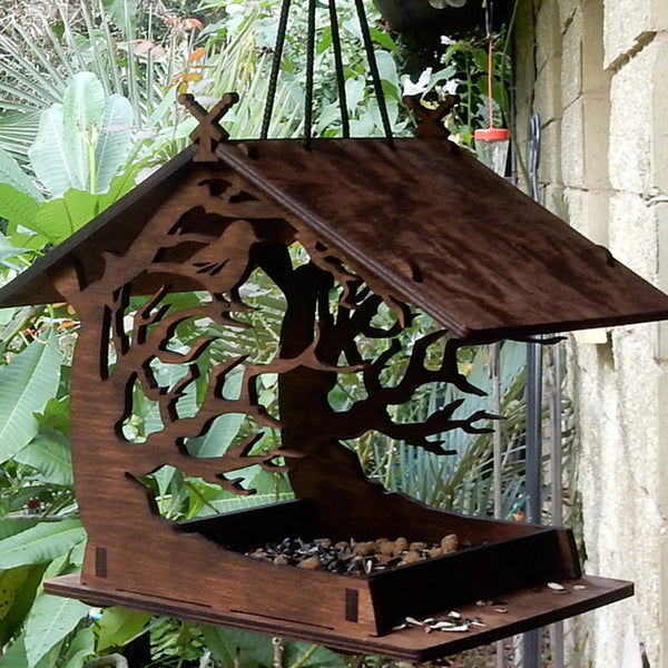 DIY Wooden Bird Feeding House Outdoor Garden Yard Hanging Bird Feeder