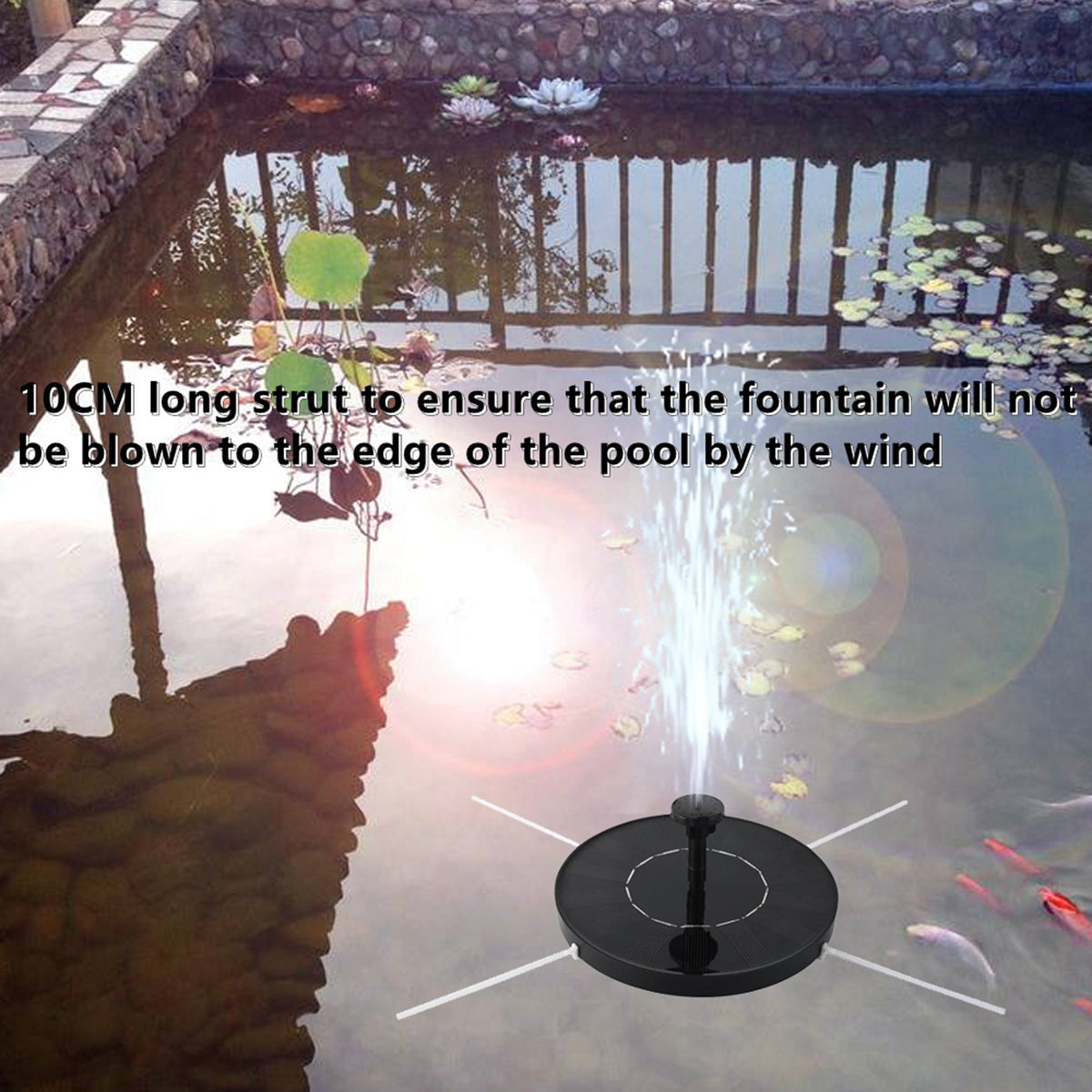 13cm Water Sprinkler Bird Bath Floating Solar Fountain Pump Fish Pond Yard Garden Decoration with 6 Nozzles