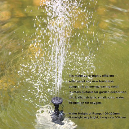 1.2W Square Solar Fountain Water Pump Kit for Bird Bath Outdoor Pond Garden Yard Fish Tank Water Feature Solar Powered Fountain Pump with 6 Spray Nozzles