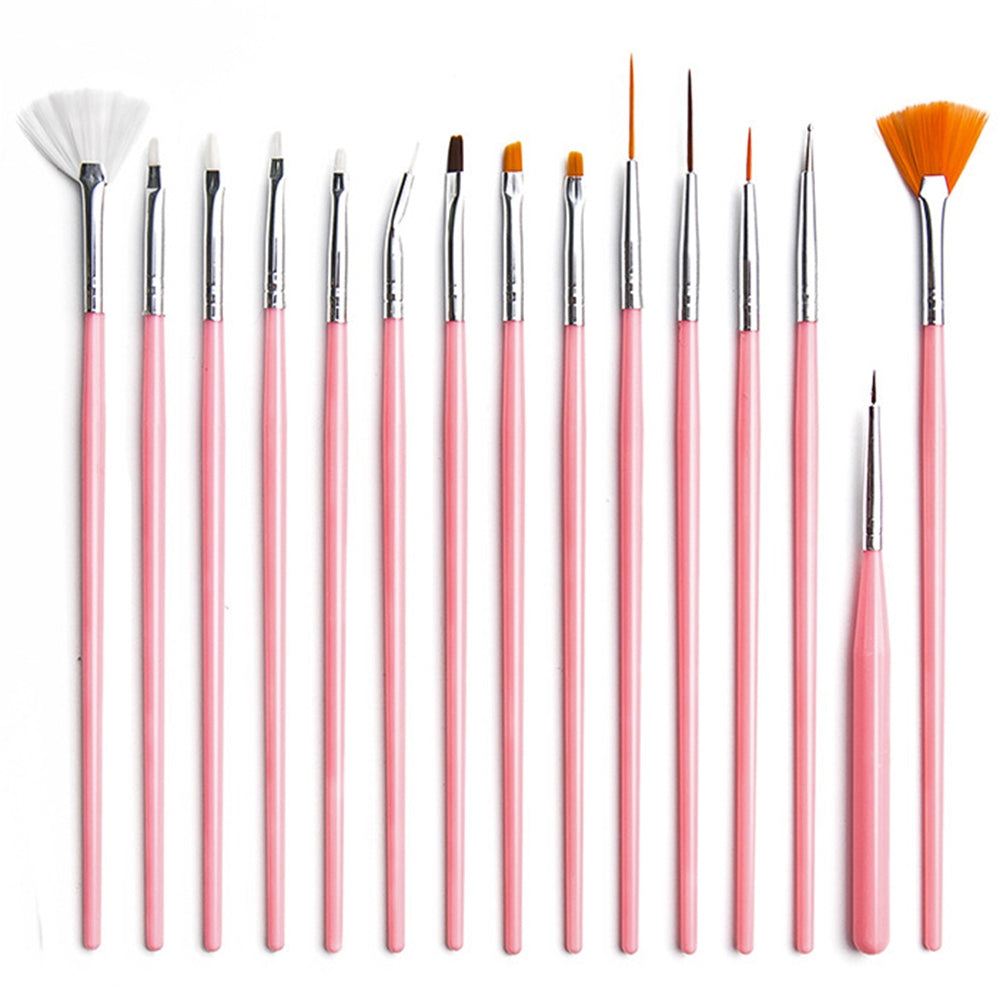 200207 15Pcs/Set Paint Brushes Oil Watercolor Painting Nail Art Nylon Hair Brushes Kit